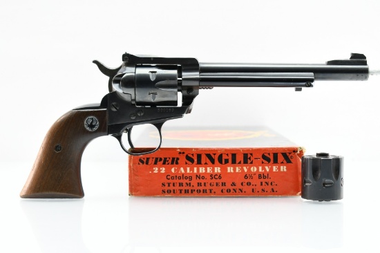 1964 Ruger "Super" Single-Six Convertible (6.5"), 22 LR & Mag., Revolver (W/ Box), SN - 500163