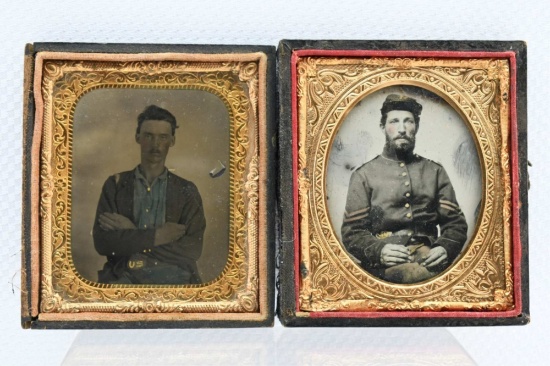 (2) U.S. Civil War "Sixth Plate" Tintypes - 2.75 x 3.25  (Unidentified Soldiers)