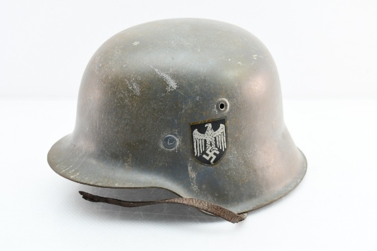M35 German Army "Double Decal" Helmet (ET64) With M31 Leather Liner