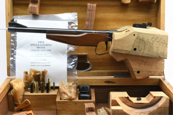 Russian TOZ 35M,  22 LR, Free Single Loading Pistol W/ Un-Cut Grips (New-In-Case), SN - 891924