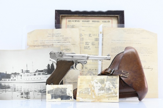 1916 DWM Luger P.08, 9mm, (W/ Holster) - Named W/ WWII Capture Papers & History, SN - 3096