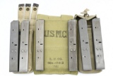 (6) Military Surplus 9mm (UZI) 32-Round Stick Magazines & Pouches