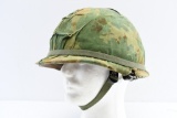 1956 U.S. Army M1 Steel Combat Helmet With Liner, Chinstrap & Camouflage Cover