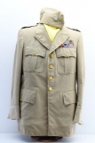 WWII U.S. Army Officers Khaki Tropical Tunic W/ Garrison Cap - Lieutenant Colonel - Seventh Army