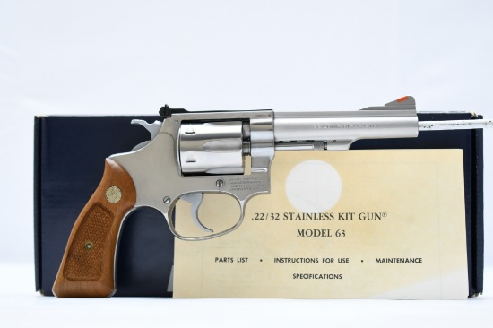1982 Smith & Wesson 63 "Kit Gun" - Stainless (4"), 22 LR, Revolver (W/ Box), SN - M213583