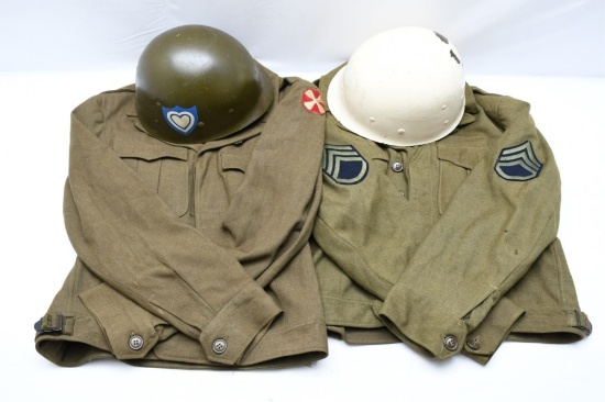Circa WWII U.S. Tunics & Helmet Shells