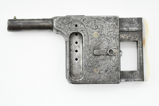 Circa 1897 ManuFrance Gaulois - Engraved/Gold, 8mm, Squeeze-Operated 5-Shot Palm Pistol, SN: 50