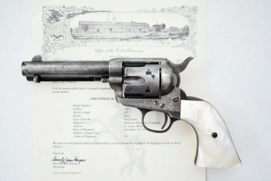 1892 Colt SAA Single-Action Army (4.75"), 45 LC, Revolver (W/ Letter & Holster), SN: 148552