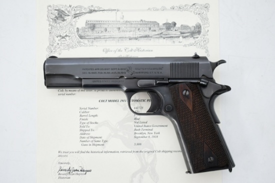 1918 Colt Model 1911 U.S. Army "United States Property" (5"), Semi-Auto Pistol (Letter) SN: 441725