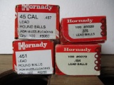 4 boxes lead balls, .457 cal., .451 cal., .375 cal .454 cal