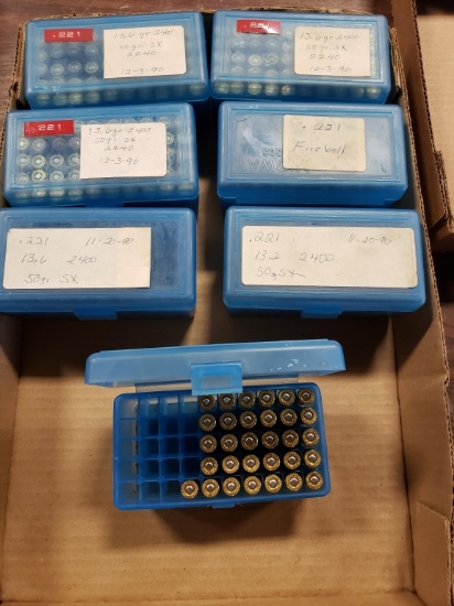 RELOADS!  6 full/1part bx .221 50 gr SX