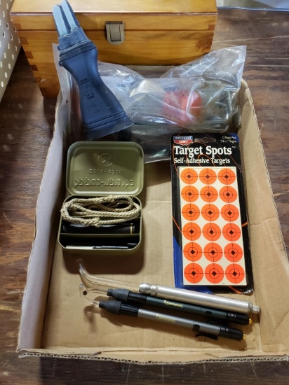 3 bore lights, "Russian"  gun cleaning kit, misc shooting accessories