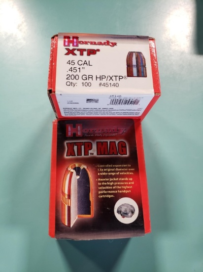2 full boxes Hornady 45 cal/451" 200 gr HP/XTP bullets