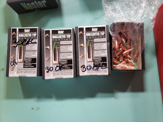 "3 full bx Nosler 30 cal (.308) 125 gr Spitzer bullets 50 ct.