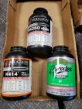 1# Hodgdon H414 black powder, 1# Hodgdon H4350 rifle powder, 1# Hodgdon Pyrodex muzzleloading propel