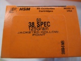 417. 5 boxes HSM 38 Spec 125 GR JHP (50 cartridges