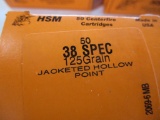 445. 5 boxes HSM 38 Spec 125 GR JHP (50 cartridges