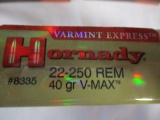 471. 7 boxes Hornady 22-250 REM 40 GR V-MAX (20 ca