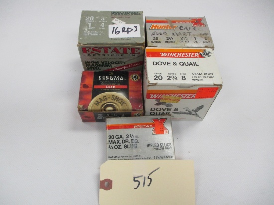 25 shells-20 ga 2-3/4 inch 6 shot WIN Super X, 5 shells-20 ga 2-3/4 inch hollow point rifle  slugs -