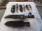 3 knives w/scabbards + 2 scabbards