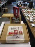 Lee reloading press on custom stand w/original box and powder measure
