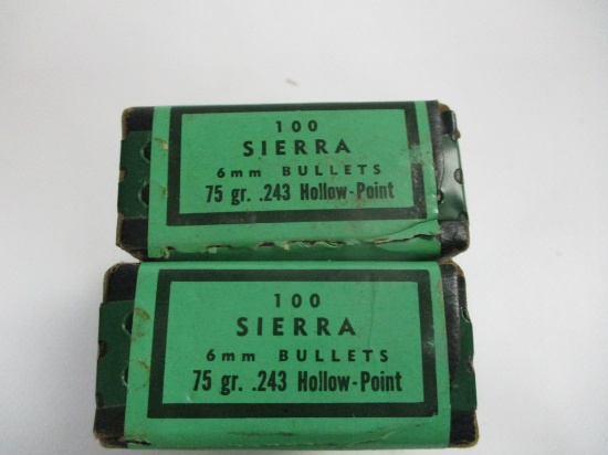 164 Sierra 6 mm, 75 gr. .243 Hollow point bullets