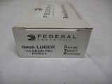 50 rds Federal 9mm, 115 gr. Luger PMJ