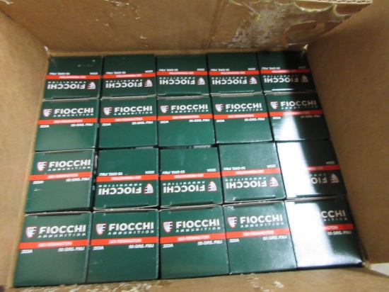 1000 rds. Fiocchi 223 REM (223A) 55 gr. FMJ