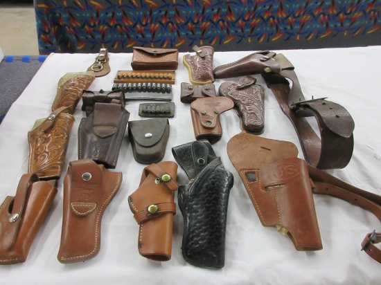 12 leather holsters + 6  leather  ammo pouches