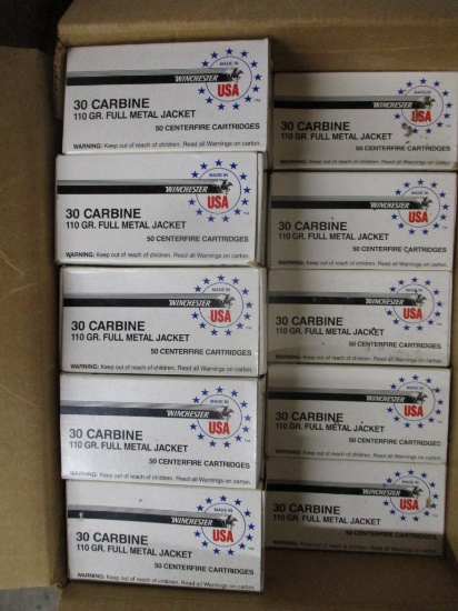 15 bx (50 ea) Winchester .30 Carbine 110 gr FMJ