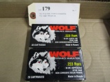2 bxs (20 ea) Wolf .223 REM cal ammunition