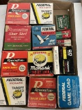 Assorted empty vintage ammo boxes