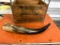 Animal horn elk call in vintage Remington wood box