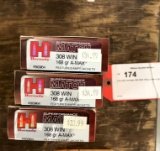 3 bx (20) Hornady 308 WIN 168 gr A-MAX ammo