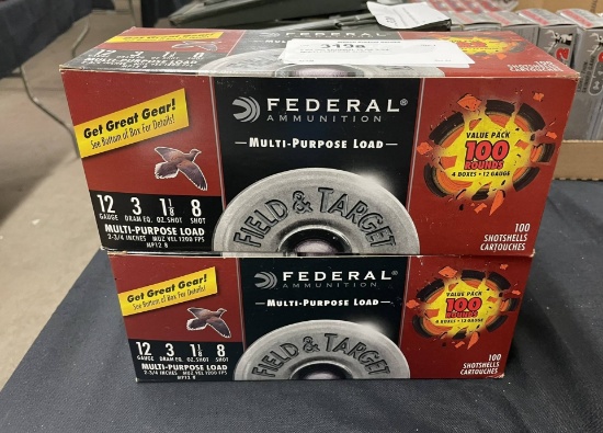 8 BX (25) FEDERAL 12 GA 2-3/4" MULTI-PURPOSE SHELLS