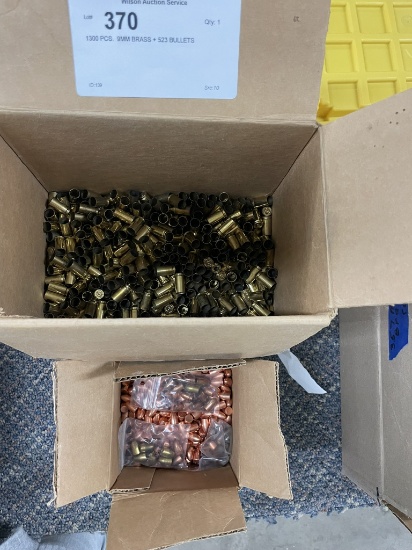 1300 PCS.  9MM BRASS + 523 BULLETS