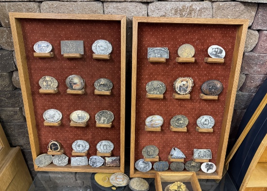 BELT BUCKLE COLLECTION - 2 DISPLAY CASES