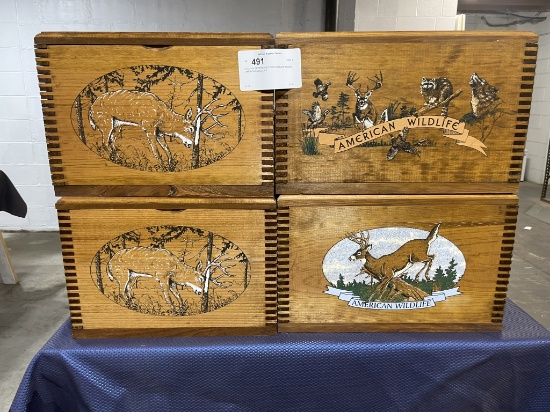 4 EVANS SPORTS WOODEN STORAGE BOXES