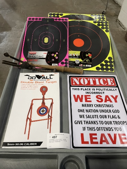 ASSORTED TARGETS & HAND THROWER