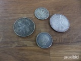 2 SILVER DOLLARS & 2 HALF DOLLARS