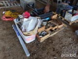PALLET WITH NAILS, TOOL BAGS ETC