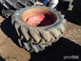 2 12.4-28 TRACTOR TIRES W/ RIMS