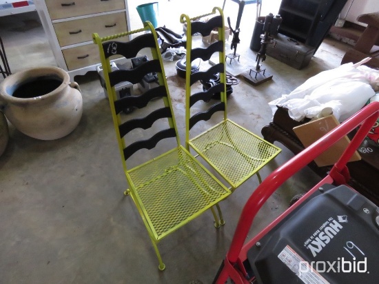 2 IRON HIGH BACK CHAIRS