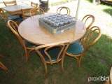 ROUND TABLE W/ 6 CHAIRS AND GLASSWARE