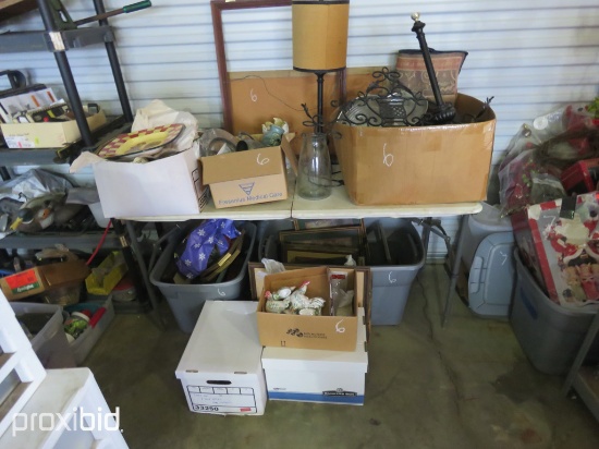 BOX OF DISHWARE, PICTURES, FRAMES, ETC