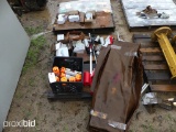 PALLET W/TORCH HOSES, CHAIN, TOOLS, ETC