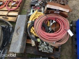PALLET W/HYDRAULIC HOSES, FITTINGS, TRAILER JACKS