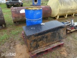 PALLET W/TOOL BOX FULL OF STUFF & 55 GAL BARREL