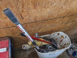BARREL W/TRAILER HITCHES, METAL, ETC