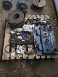 PALLET W/BUSHHOG BLADES & PARTS